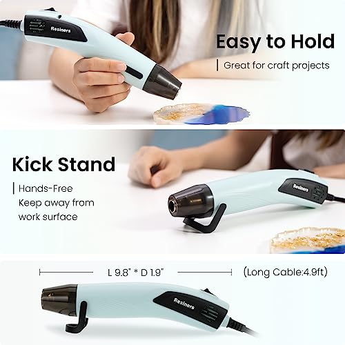 Resiners Heat Gun for Resin, 350W Fast Heating Dual Temp Heat Gun (482°F~662°F) with 3 Nozzles & 3 Silicone Covers, 4.9Ft Long Heat Gun for Bubble Remove,Vinyl Shrink Wrap,Candle Making,Epoxy Resin - Image 5