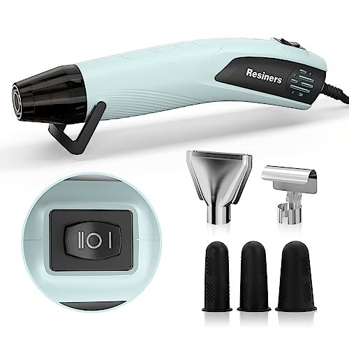 Resiners Heat Gun for Resin, 350W Fast Heating Dual Temp Heat Gun (482°F~662°F) with 3 Nozzles & 3 Silicone Covers, 4.9Ft Long Heat Gun for Bubble Remove,Vinyl Shrink Wrap,Candle Making,Epoxy Resin - Image 1