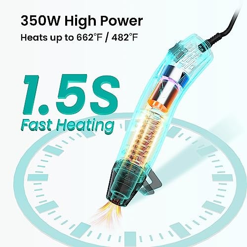 Resiners Heat Gun for Resin, 350W Fast Heating Dual Temp Heat Gun (482°F~662°F) with 3 Nozzles & 3 Silicone Covers, 4.9Ft Long Heat Gun for Bubble Remove,Vinyl Shrink Wrap,Candle Making,Epoxy Resin - Image 3