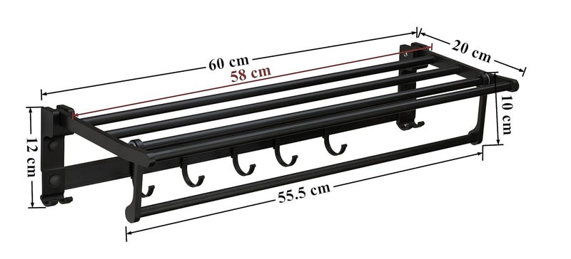 Plantex Aluminum Folding Towel Rack/Towel Stand/Hanger/Bathroom Accessories (24 Inches-Black) - Image 3