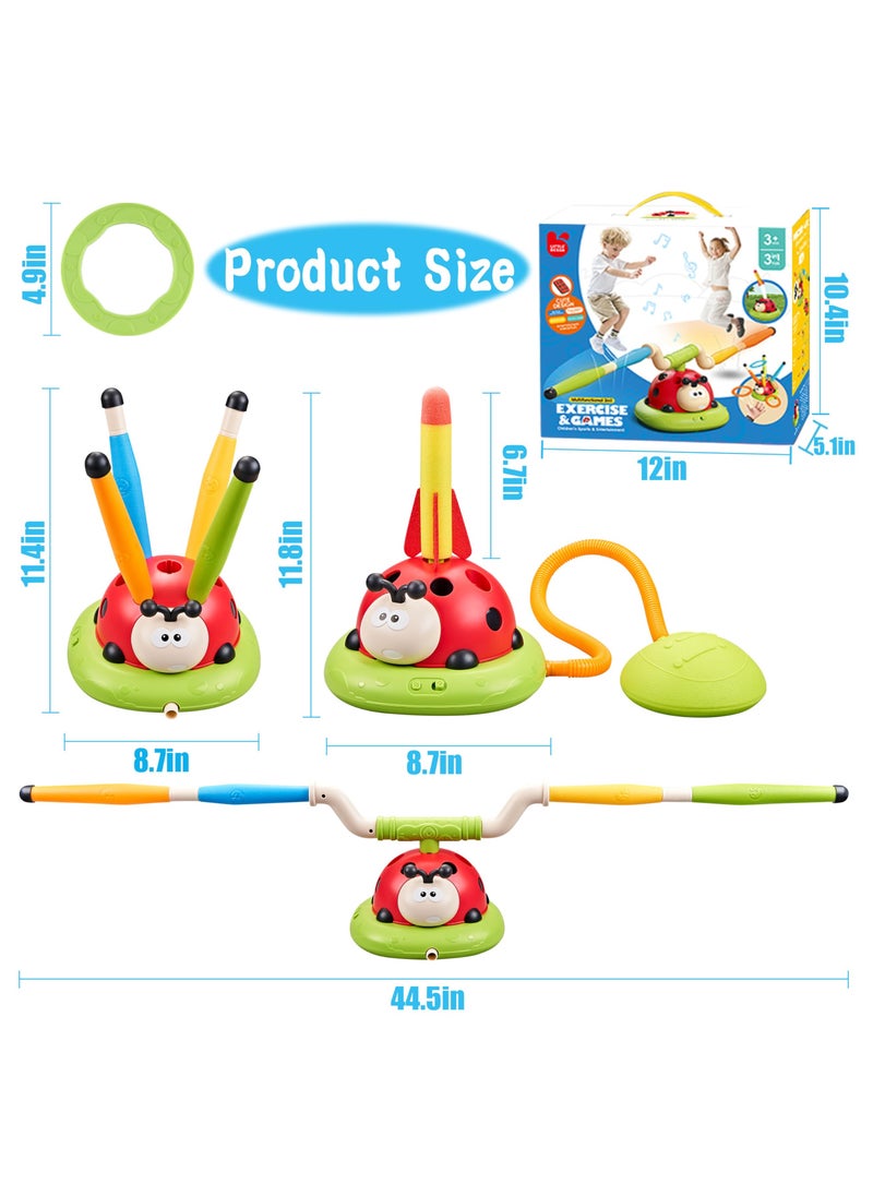 unikbebe - 3-in-1 Musical Jump, Ring Toss Game & Stomp Rocket Launcher, Fun Sports Toy for Kids Boys & Girls 3-5, Remote Control Outdoor Toy, Indoor & Outdoor Play for Ages 4-8 - Image 1