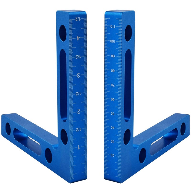 Mocoum Aluminium Alloy 90 Degree Positioning Squares 47 x 4712x12cm Right Angle Clamps Woodworking Carpenter Tool Corner Clamping Square for Picture Frame Box Cabinets Drawers Blue 2pcs