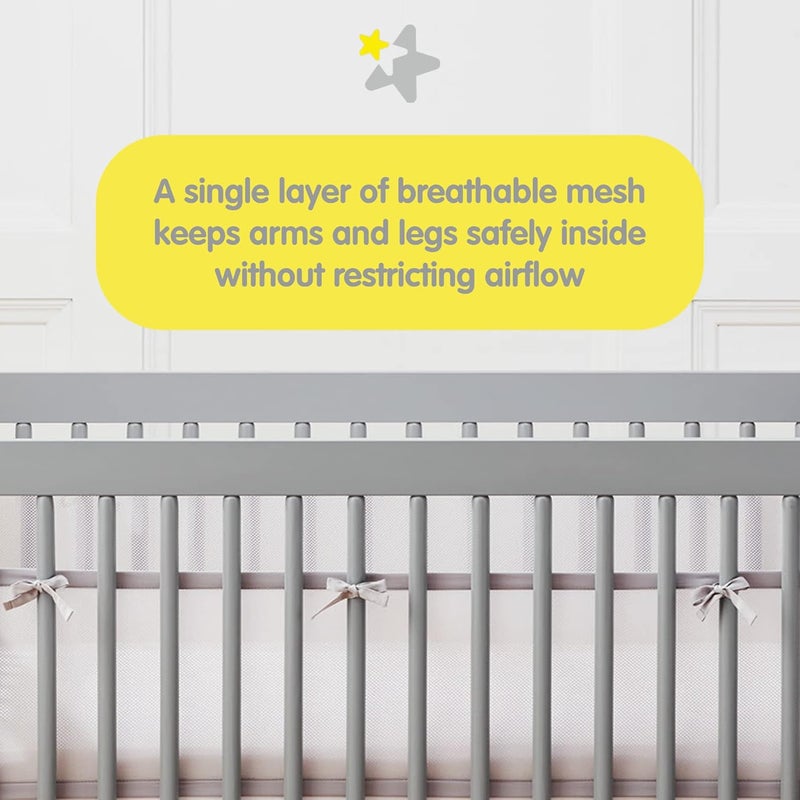 BreathableBaby Breathable Mesh Liner for FullSize Cribs Classic 3mm Mesh White Size 4FS Covers 3 or 4 Sides - Image 4