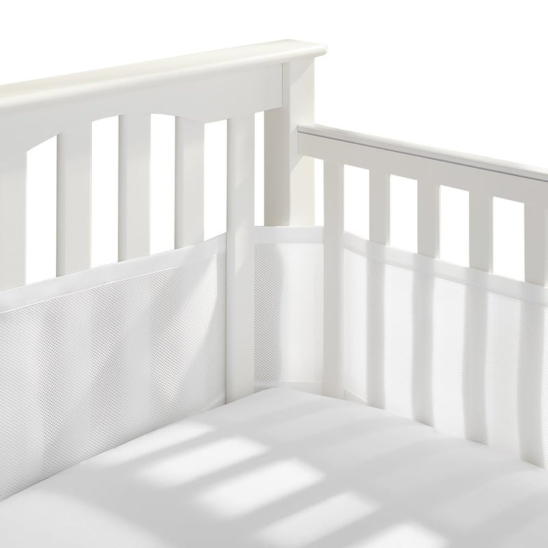 BreathableBaby Breathable Mesh Liner for FullSize Cribs Classic 3mm Mesh White Size 4FS Covers 3 or 4 Sides - Image 1