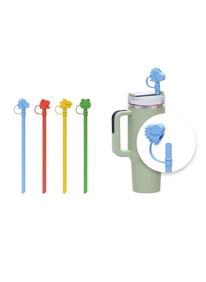 RATSAW 4 Pcs Cute Silicone Straw and Silicone Straw Covers Cap for Stanley Cup  Dust Proof Drinking Straw Reusable Straw Tips Lids  - Image 1