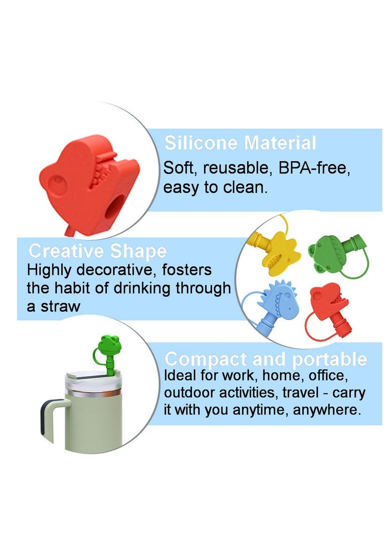 RATSAW 4 Pcs Cute Silicone Straw and Silicone Straw Covers Cap for Stanley Cup  Dust Proof Drinking Straw Reusable Straw Tips Lids  - Image 4