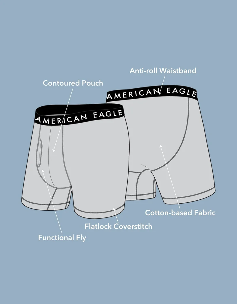 American Eagle AEO Solid 6" Classic Boxer Brief 3-Pack