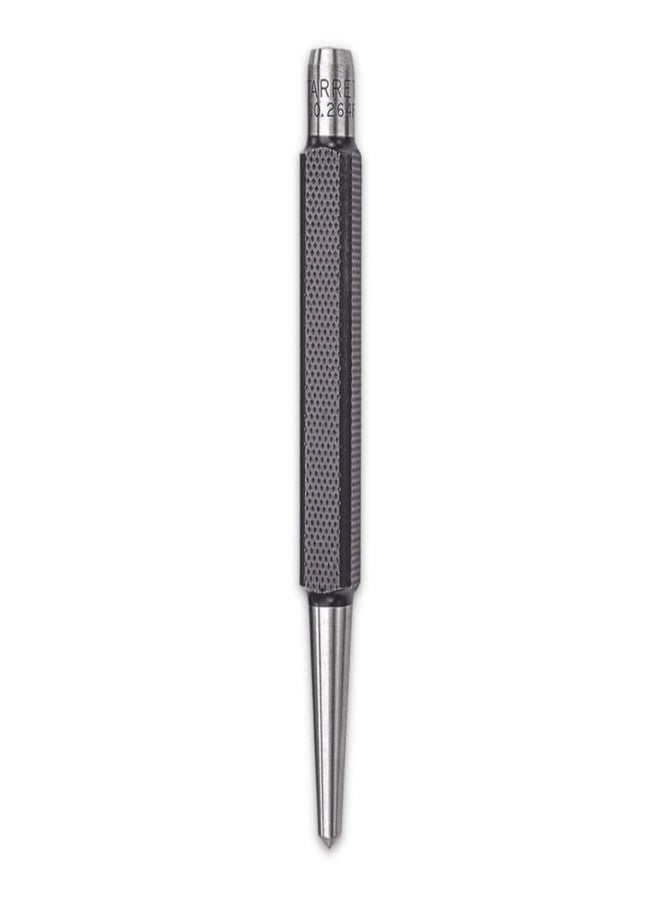 Starrett Steel Center Punch with Square Shank and Knurled Finger Grip - Hardened and Tempered, 4-1/2" Length, 3/16" Diameter Tapered, 7/16" Square Thickness - 264F - Image 1