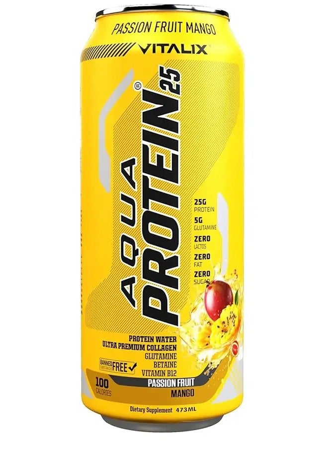فيتاليكس أكوا بروتين 25 بنكهة فاكهة الباشن مانجو 473 مل عبوة من 12 قطعة - Image 2