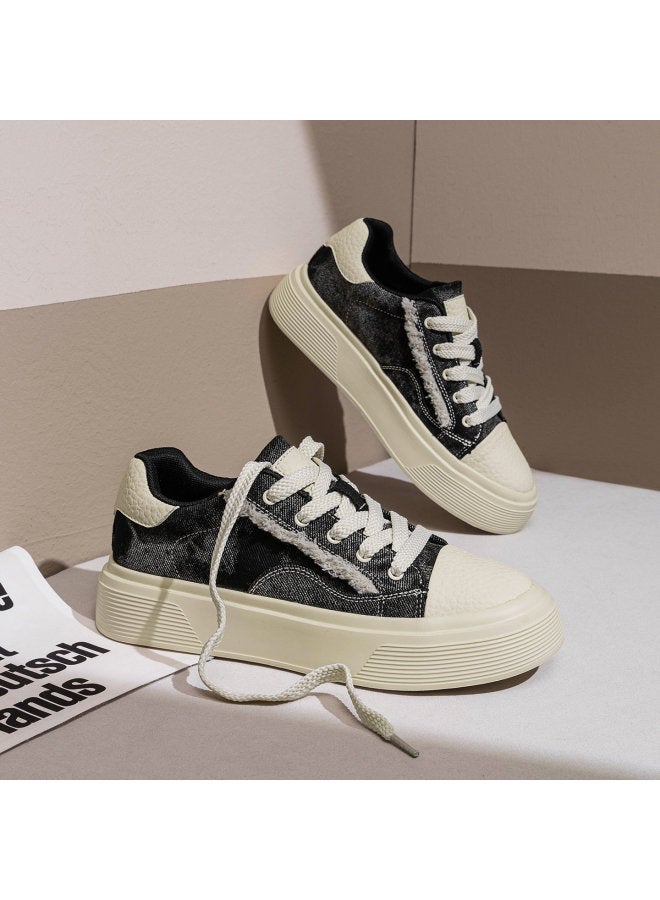 Men's Shoes  New Retro Denim Canvas Shoes Fashion Thick-soled Lightweight Athletic Casual Skateboarding Shoes Summer Trendy