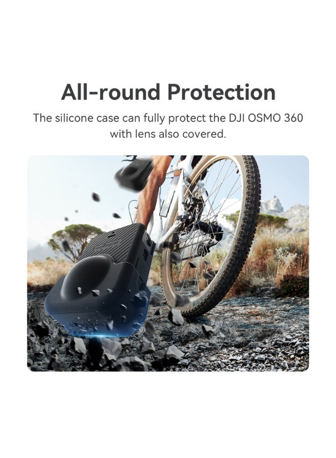 aMagisn مناسب لكاميرا الحركة DJI Osmo360 البانورامية — غطاء سيليكون كامل للجسم والعدسة مع فتحات دقيقة وسهولة الوصول للبطارية، مزود بحبل للعنق(أبيض) - Image 3