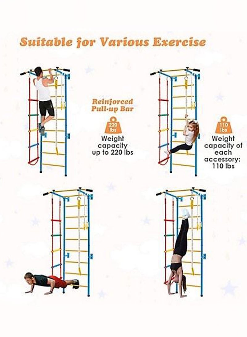 ما بيبي مجموعة ألعاب التسلق الداخلية للأطفال من مابابي، 5 في 1، مصنوعة من الفولاذ الكربوني - سلم حائطي، قضبان قرد، سلم حبلي، وغيرها، مناسبة للأطفال النشيطين من عمر 5 إلى 6 سنوات (يتطلب التركيب والتركيب من قِبلك) - Image 2