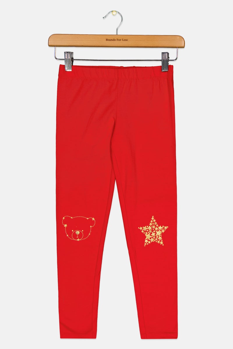 Hamleys Kids Girl Solid Leggings, Red - Image 2