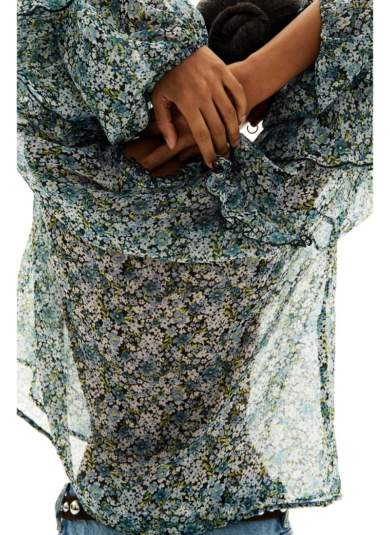 اتش اند ام Flounced chiffon blouse