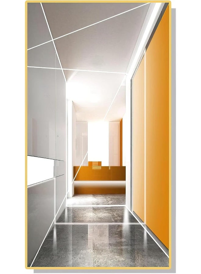 Bliss Vie BLISS VIE Abstract Modern Retro Trend Decor Luxury Style Crystal Porcelain Wall Painting Wall Art for Bedroom Living Room Aluminium Alloy Frame (Golden Lively abstract, 60x120 cm)  - Image 1