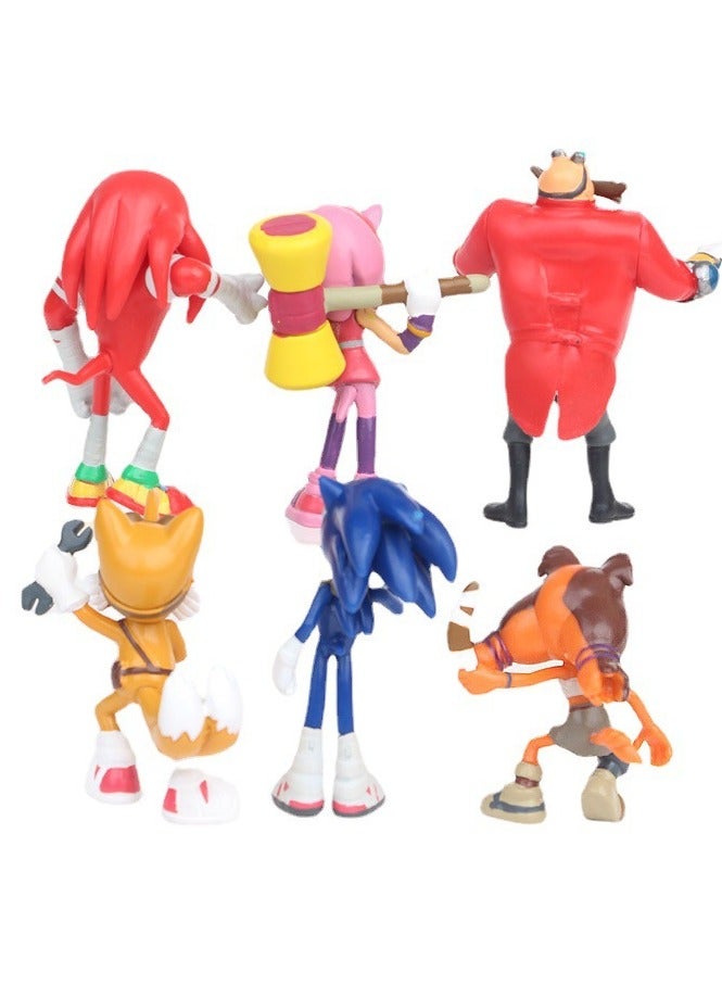 سونيك مجموعة من 6 قطع من لعبة القنفذ اللطيفة الصغيرة سونيك الجيل الرابع المصنوعة من مادة البولي فينيل كلوريد نموذج ذيل الظل دمية للأطفال لعبة حيوان هدية عيد ميلاد 5-7 سم - Image 2