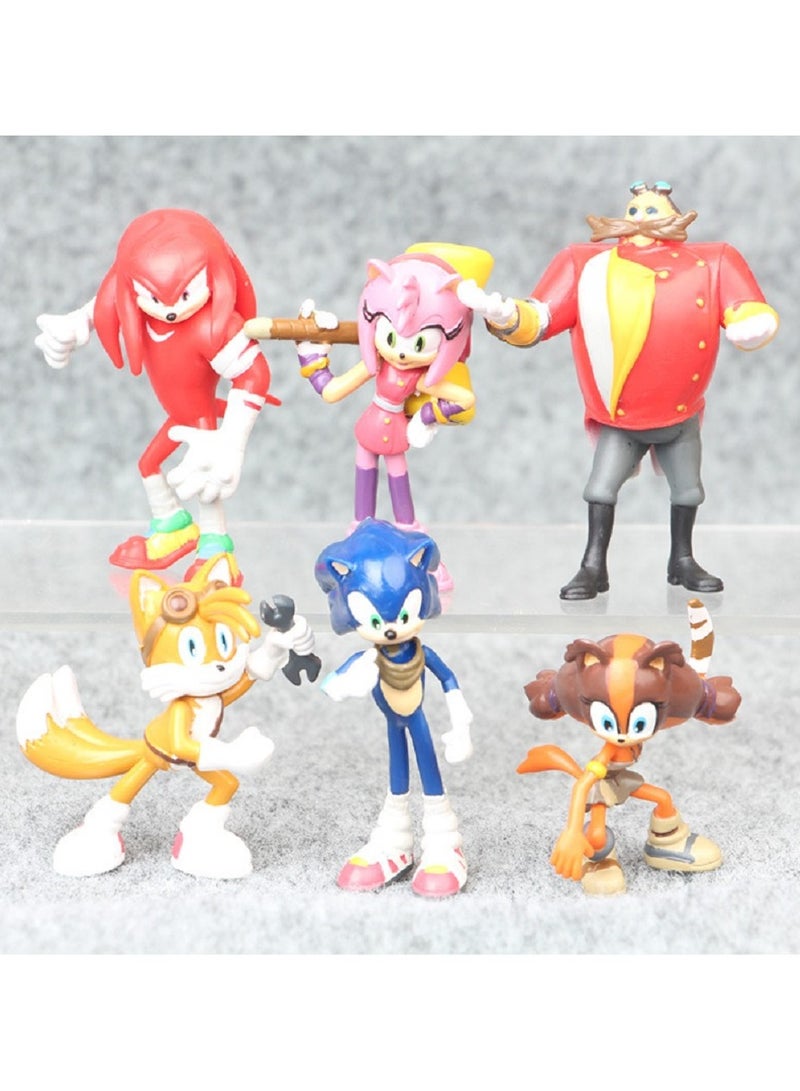 سونيك مجموعة من 6 قطع من لعبة القنفذ اللطيفة الصغيرة سونيك الجيل الرابع المصنوعة من مادة البولي فينيل كلوريد نموذج ذيل الظل دمية للأطفال لعبة حيوان هدية عيد ميلاد 5-7 سم - Image 1
