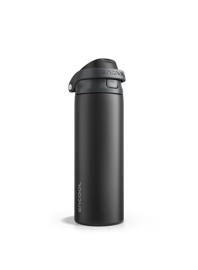 Encool SwiftSip Insulated Stainless Steel Water Bottle with Straw - Leak Proof Sports Water Bottle for School, Travel, Keeps Cold All Day, One-Touch Flip Lid, BPA-Free, 32 oz, Jet Black - Image 1