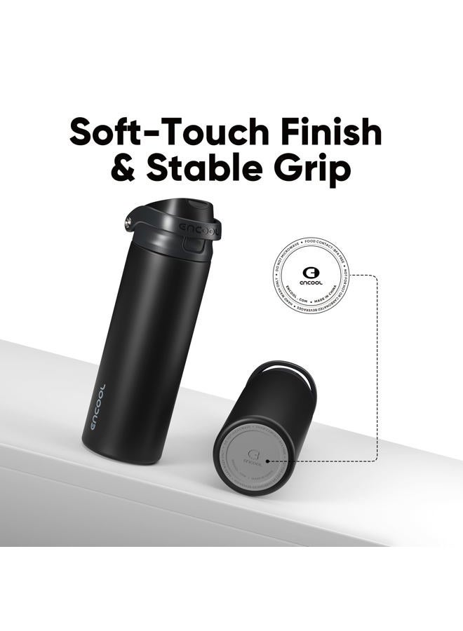Encool SwiftSip Insulated Stainless Steel Water Bottle with Straw - Leak Proof Sports Water Bottle for School, Travel, Keeps Cold All Day, One-Touch Flip Lid, BPA-Free, 32 oz, Jet Black - Image 5