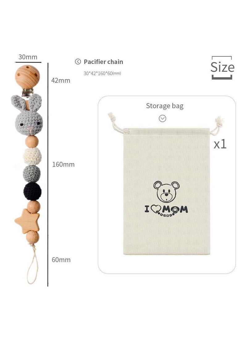 Bebiland Pacifier Clip for Boys Girl, Baby Wooden Pacifier Holder for Baby Dental Health, Rabbit Shape Gift, Toy - Image 2