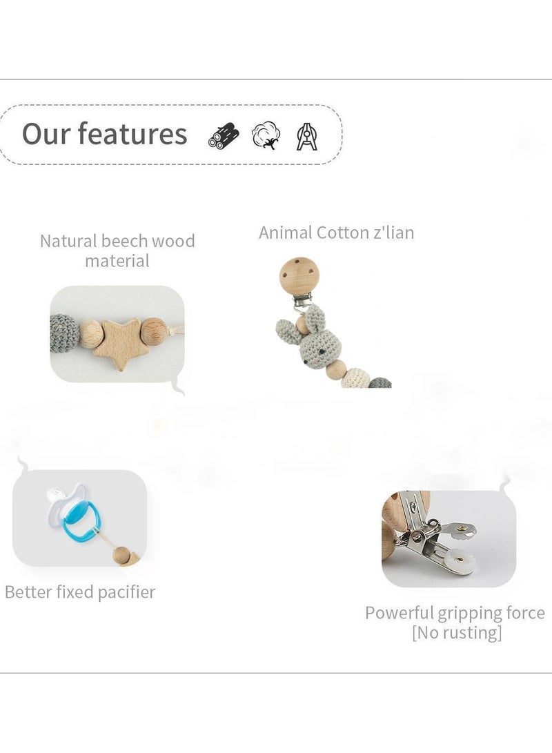 Bebiland Pacifier Clip for Boys Girl, Baby Wooden Pacifier Holder for Baby Dental Health, Rabbit Shape Gift, Toy - Image 5