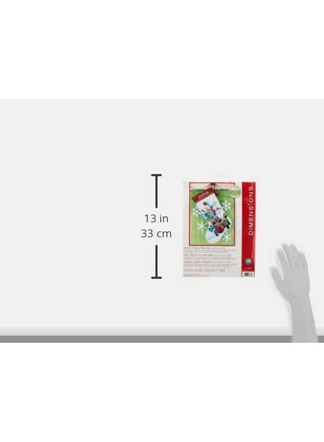 Dimensions Counted Cross Stitch 'Santa'S Sidecar' Personalized Christmas Stocking Kit Light Blue Aida 16 By The Yard 14 Count - Image 4