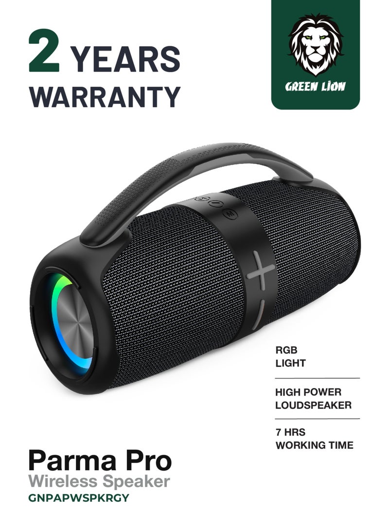 GREEN LION Parma Pro Wireless Speaker / Dual TWS 40W Output / JL 5.2 Bluetooth / RGB Lighting / Immersive Audio and Outdoor Adventures - Grey - Image 1