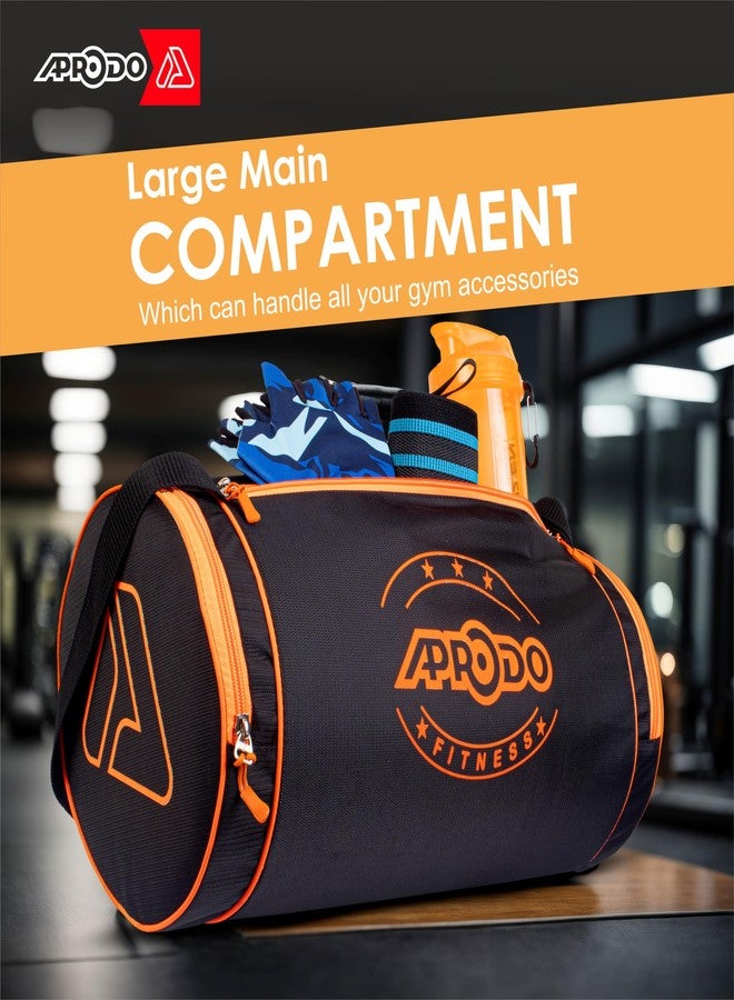 APRODO Polyester PU Coated Sports Duffle/Shoulder/Gym Bag for Men & Women, 23L (18 x 9 x 9) Inch (Black/Orange) - Image 5