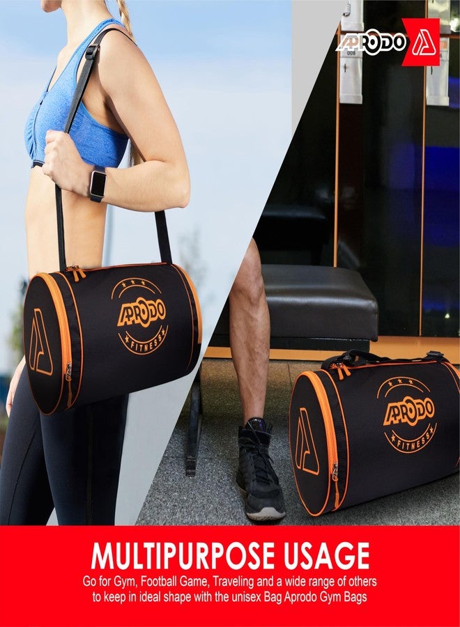 APRODO Polyester PU Coated Sports Duffle/Shoulder/Gym Bag for Men & Women, 23L (18 x 9 x 9) Inch (Black/Orange) - Image 2