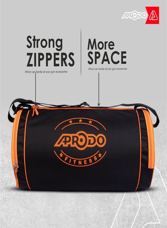 APRODO Polyester PU Coated Sports Duffle/Shoulder/Gym Bag for Men & Women, 23L (18 x 9 x 9) Inch (Black/Orange) - Image 4