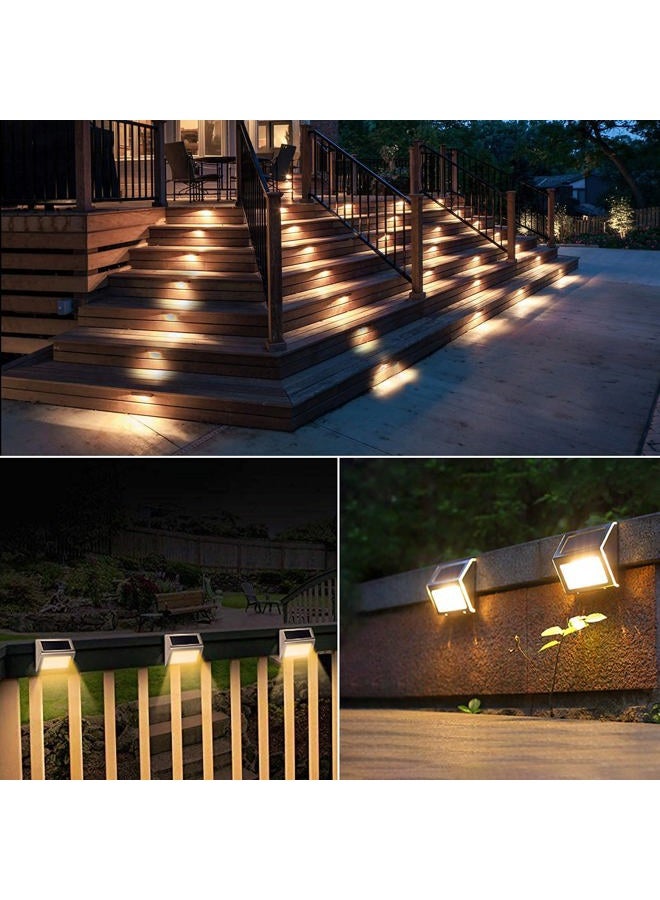 JSOT Solar Deck Lights, 12 Pack Solar Fence Lights Outdoor Waterproof LED Solar Step Lights Wall Lights Stair Lights Stainless Steel for Garden Backyard Decorative Lighting Lamps (Warm White) - Image 4