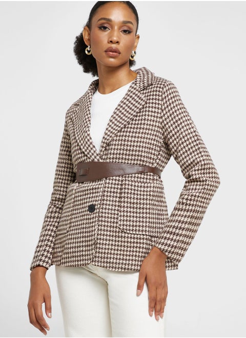 Houndstooth Detail Coat