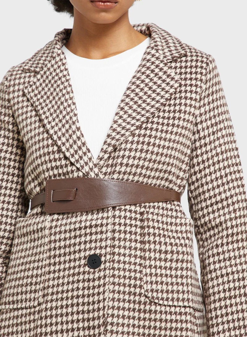 ELLA Houndstooth Detail Coat