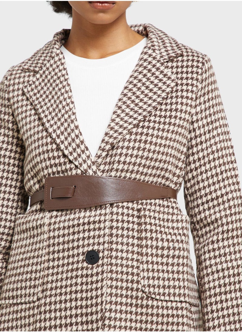 Houndstooth Detail Coat