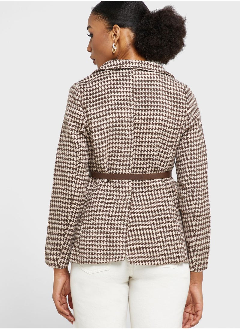 Houndstooth Detail Coat