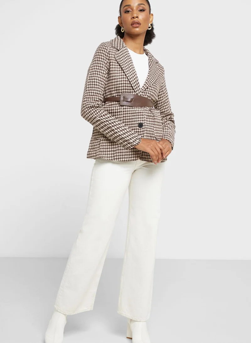 ELLA Houndstooth Detail Coat