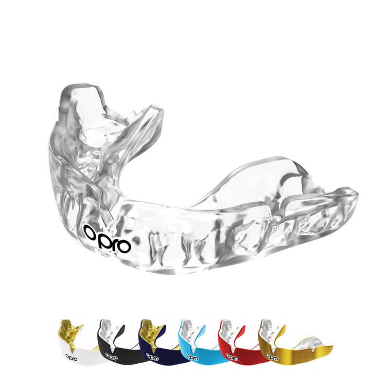 OPRO Instant Custom-Fit Mouth Guard, Dentist-Level Comfort, Protection & Fit - Moldable Mouthguard for Football, Boxing, Rugby, MMA, BJJ, UFC Mouth Piece- Includes Mouth Guard Case (Clear, Youth) - Image 1