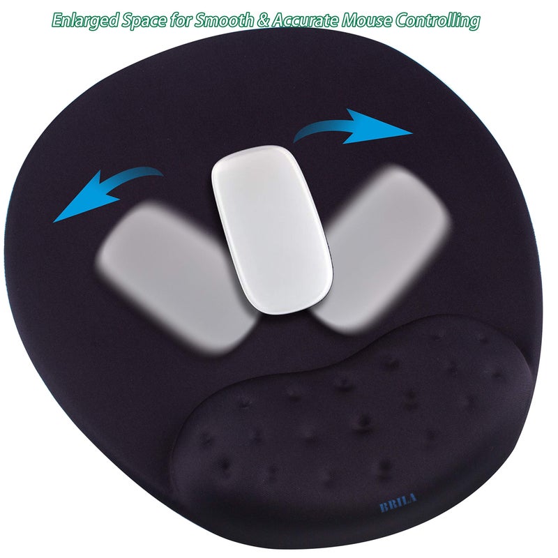 BRILA Large Mouse Pad with Ergonomic Memory Foam Wrist Rest Support - Massage Holes Design - Skidproof Pu Bottom - Wrist Fatigue/Pain Relief Mousepad with Elbow Hand Cushion for Gaming & Work - Image 4