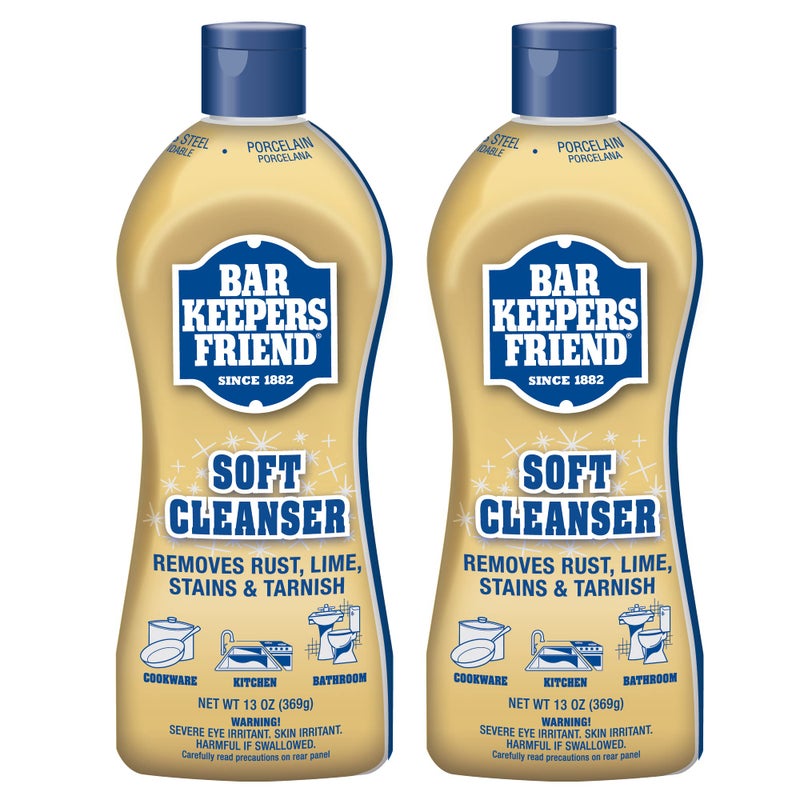 Bar Keepers Friend Soft Cleanser Liquid (2 x 13 Ounce) Multipurpose Cleaner & Rust Stain Remover for Stainless Steel, Porcelain, Ceramic Tile & More - Image 1