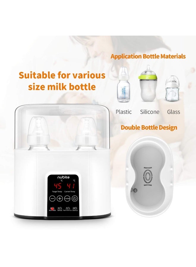 nubite Double Baby Bottle Warmer 24H Constant Mode for All Bottles, Breastmilk Baby Milk Heater, Heating Baby Food, Formula Water Warmer for Twins, Accurate Temperature Control - Image 4