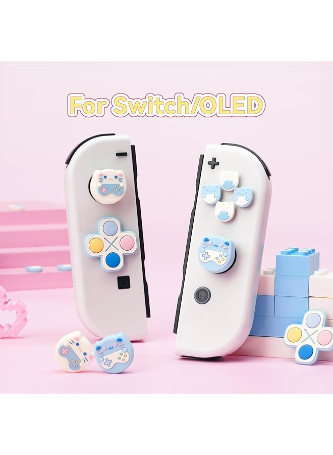 GEEKSHARE Silicone Cross D Pad Button Caps Set Joystick Cover Abxy Key Buttons Sticker Compatible With Switch/Oled Gaming Cat - Image 5
