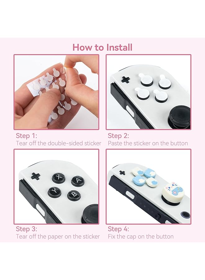 GEEKSHARE Silicone Cross D Pad Button Caps Set Joystick Cover Abxy Key Buttons Sticker Compatible With Switch/Oled Gaming Cat - Image 4