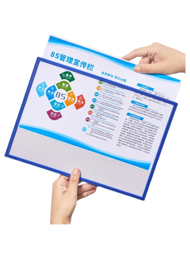 Dsb (Dishibi) A5 Magnetic Hard Plastic Sleeve, Card Holder, File Holder, Display Wall File Frame, Magnetic File Folder, Card Holder, Kshi Magnetic Sticker, Hard Hanging, Blue, 5-Pack - Image 1