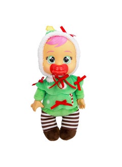 iMC Toys Cry Babies Tiny Cuddles Christmas Noelle9 Baby Dolls Cries Real Tears Red And Green Christmas Tree Themed Pajamas  - Image 1