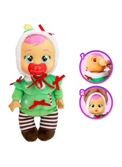iMC Toys Cry Babies Tiny Cuddles Christmas Noelle9 Baby Dolls Cries Real Tears Red And Green Christmas Tree Themed Pajamas  - Image 4