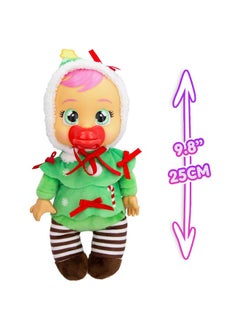 iMC Toys Cry Babies Tiny Cuddles Christmas Noelle9 Baby Dolls Cries Real Tears Red And Green Christmas Tree Themed Pajamas  - Image 5