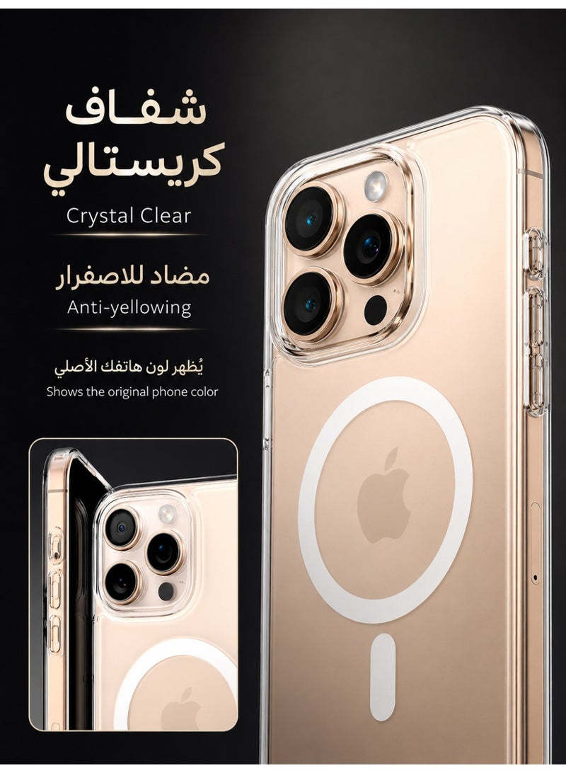 ORYXA iPhone 16 Pro Clear Case, 2 in 1 Magnetic Cover + Screen Protector, MagSafe Compatible, [Never Yellow] Crystal Clear Slim Shockproof Full Protection Phone Cover for Apple iPhone 16 Pro - Image 4