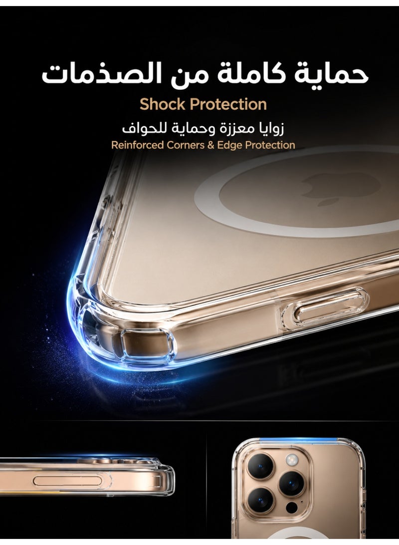 ORYXA iPhone 16 Pro Clear Case, 2 in 1 Magnetic Cover + Screen Protector, MagSafe Compatible, [Never Yellow] Crystal Clear Slim Shockproof Full Protection Phone Cover for Apple iPhone 16 Pro - Image 3