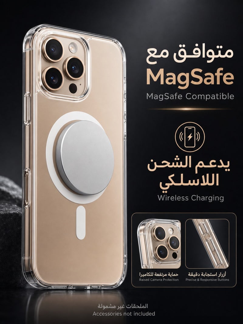 ORYXA iPhone 16 Pro Clear Case, 2 in 1 Magnetic Cover + Screen Protector, MagSafe Compatible, [Never Yellow] Crystal Clear Slim Shockproof Full Protection Phone Cover for Apple iPhone 16 Pro - Image 4