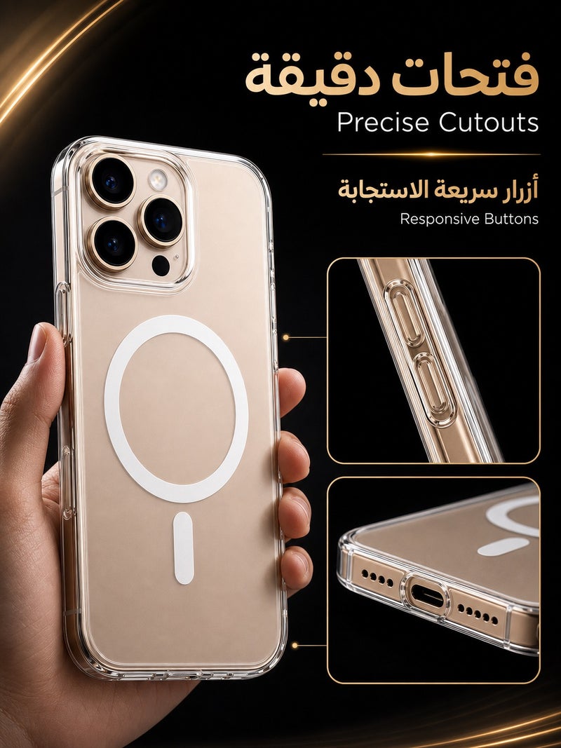 ORYXA iPhone 16 Pro Clear Case, 2 in 1 Magnetic Cover + Screen Protector, MagSafe Compatible, [Never Yellow] Crystal Clear Slim Shockproof Full Protection Phone Cover for Apple iPhone 16 Pro - Image 5